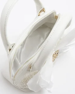 River Island Girls boucle bow tote bag Cream Clearance