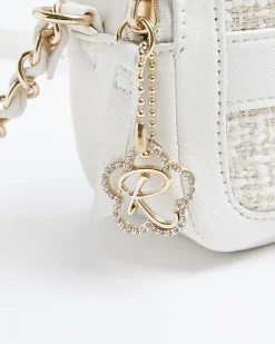 River Island Girls boucle pearl cross body bag Cream Discount
