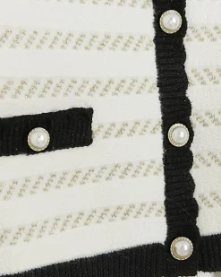 River Island Girls boucle stripe cardigan set Cream Sale