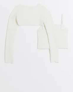 River Island Girls cardigan and cami top set Cream Outlet