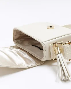 River Island Girls embossed monogram cross body bag Cream Discount