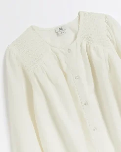 River Island Girls embroidered button up blouse Cream Best