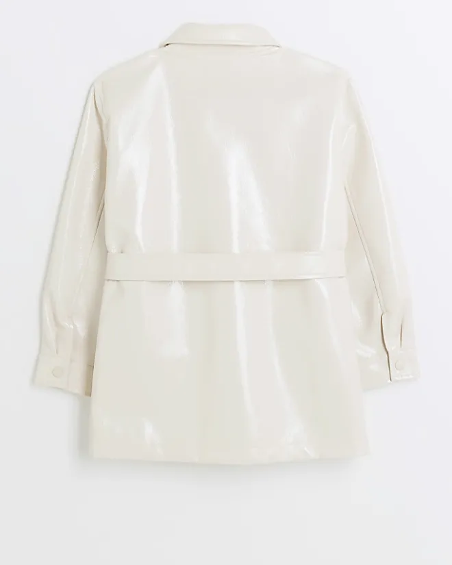 River Island Girls faux leather utility shacket Cream Discount