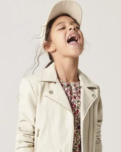 River Island Girls faux leather biker jacket Cream Online
