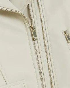 River Island Girls faux leather biker jacket Cream Online