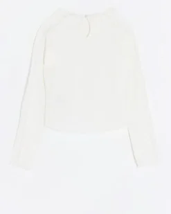 River Island Girls lace detail long sleeve top Cream Sale