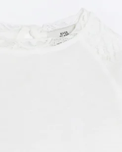 River Island Girls lace detail long sleeve top Cream Sale