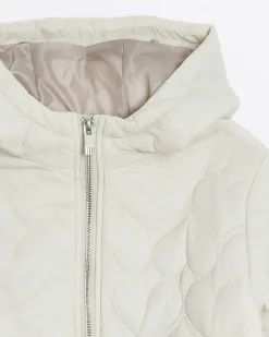 River Island Girls padded heart quilted coat Cream Outlet