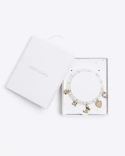 River Island Girls pearl charm bracelet Cream Sale