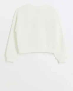 River Island Girls pearl graphic sweatshirt Cream Hot