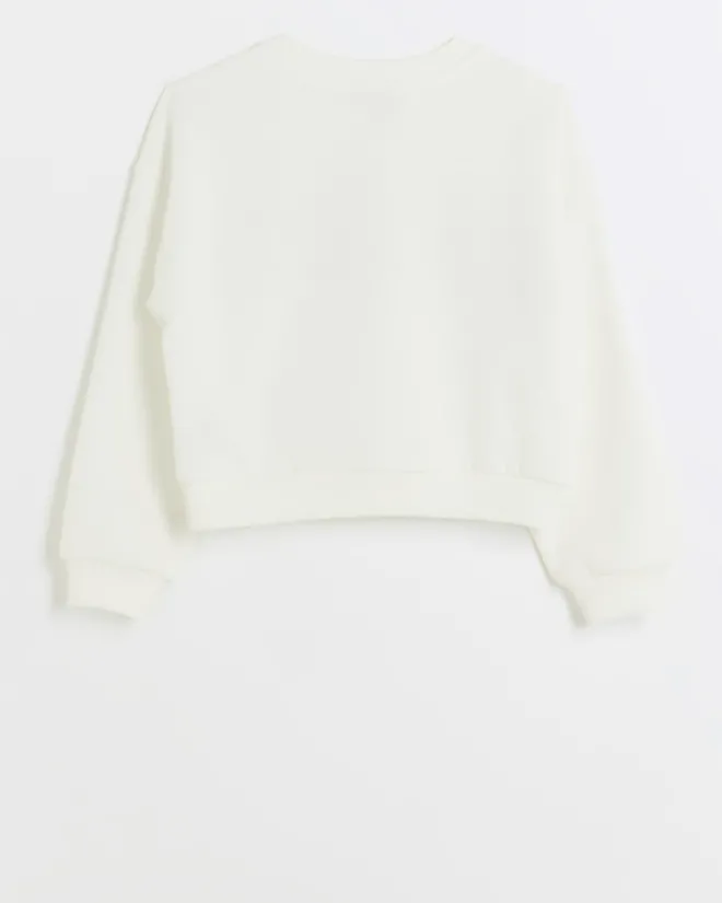 River Island Girls pearl graphic sweatshirt Cream Hot