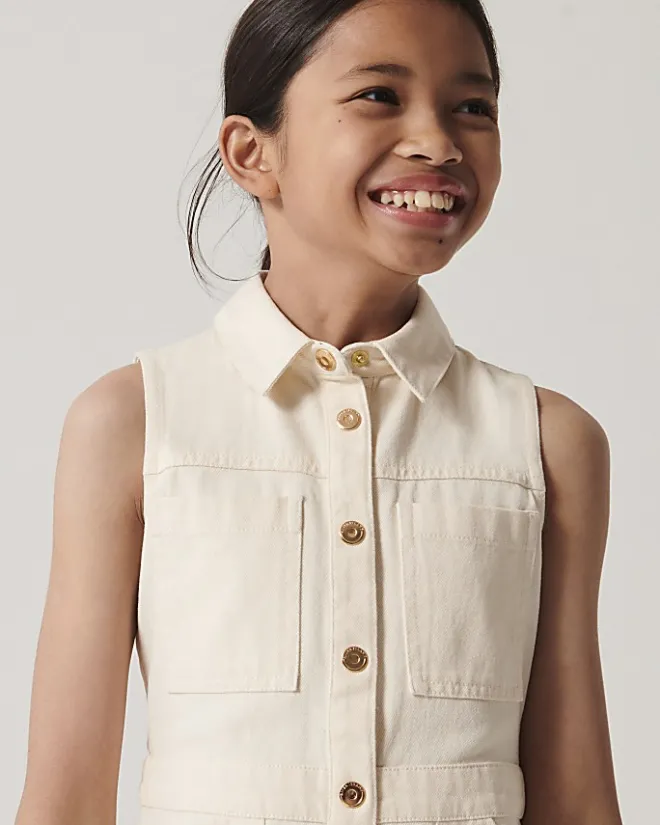 River Island Girls pinafore dress Cream Fashion