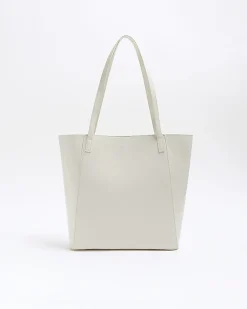 River Island Girls quilted chain detail shopper bag Cream Online
