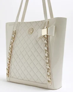 River Island Girls quilted chain detail shopper bag Cream Online