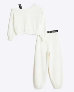 River Island Girls RI Active sweatshirt and joggers Cream Sale