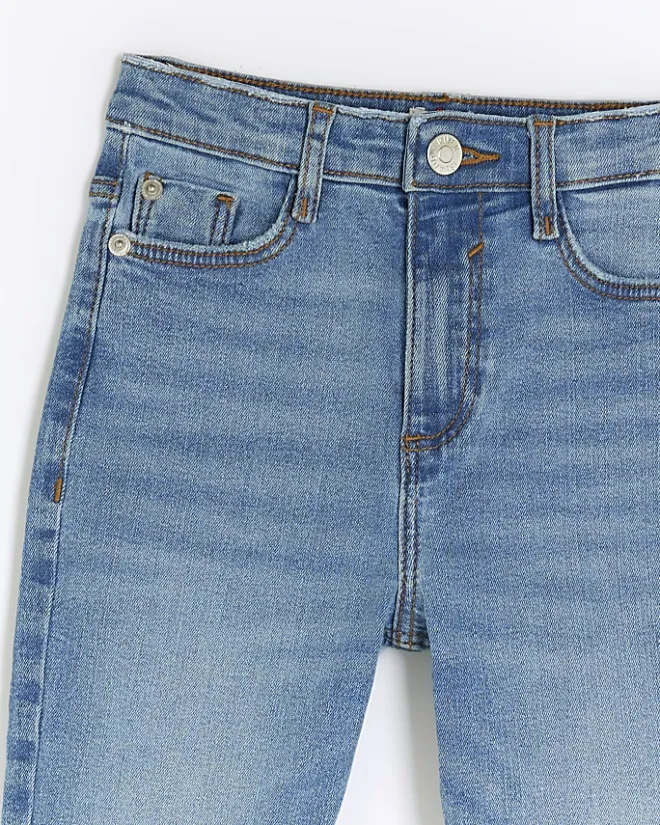 River Island Girls denim let down hem skinny jeans Blue Best