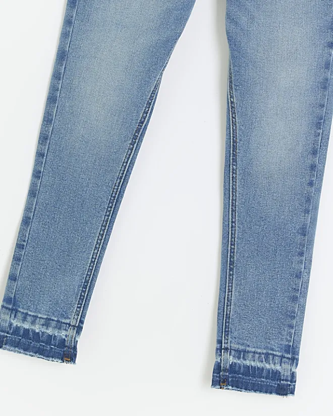 River Island Girls denim let down hem skinny jeans Blue Best