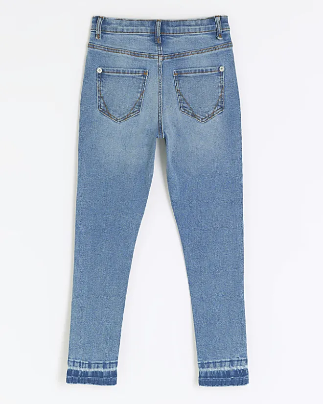 River Island Girls denim let down hem skinny jeans Blue Best