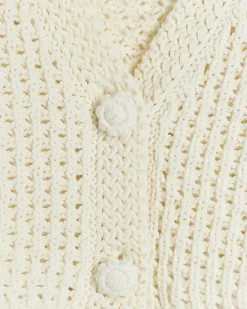 River Island Girls ecru crochet crop cardigan Cream Sale