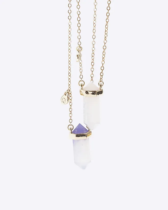 River Island Girls gold BFF stone necklaces Yellow Discount