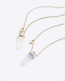 River Island Girls gold BFF stone necklaces Yellow Discount