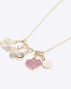 River Island Girls gold make your own charm necklace Yellow New