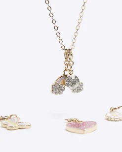 River Island Girls gold make your own charm necklace Yellow New