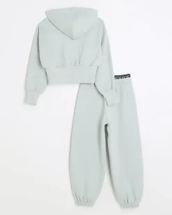 River Island Girls graphic hoodie and joggers set Green Best