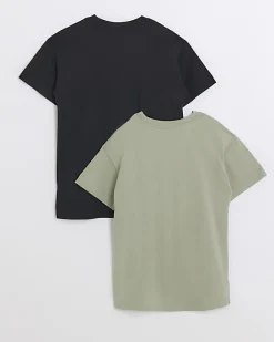 River Island Girls Graphic T-shirt 2 Pack Green Clearance
