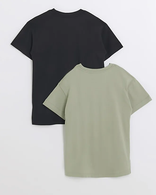River Island Girls Graphic T-shirt 2 Pack Green Clearance