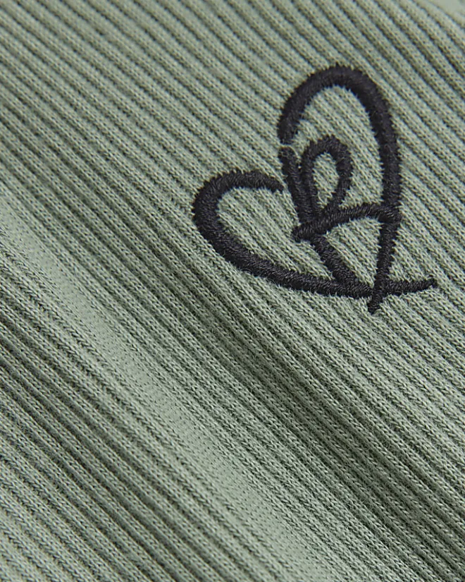 River Island Girls green lettuce hem top 2 pack Black Best