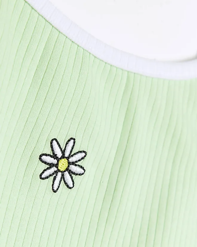 River Island Girls Ribbed Cami top 2 pack Green Best