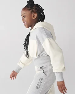 River Island Girls colour block crop hoodie Grey Hot