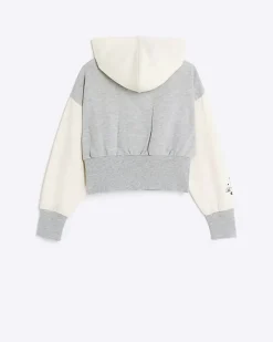 River Island Girls colour block zip hoodie Grey Hot
