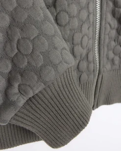 River Island Girls floral quilted bomber jacket Grey Best