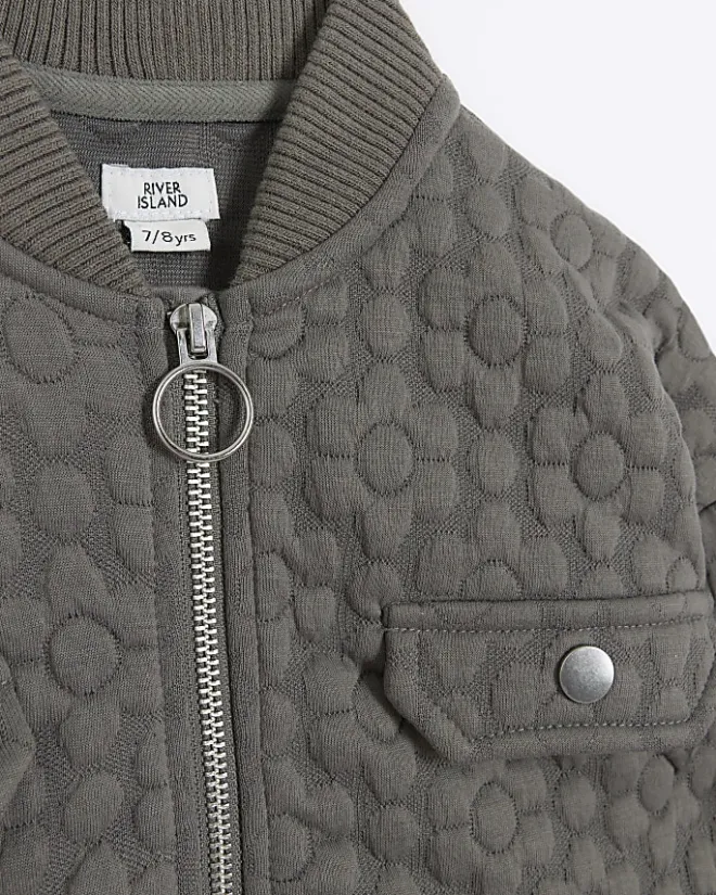 River Island Girls floral quilted bomber jacket Grey Best