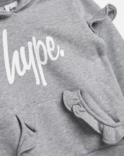River Island Girls HYPE frill hoodie Grey Clearance