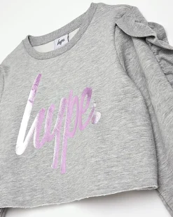 River Island Girls HYPE ruffle sleeve sweatshirt Grey Outlet