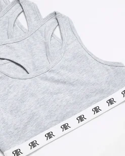River Island Girls RI racer crop top 3 pack Grey Online