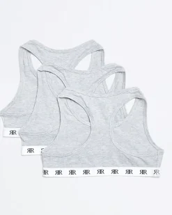River Island Girls RI racer crop top 3 pack Grey Online