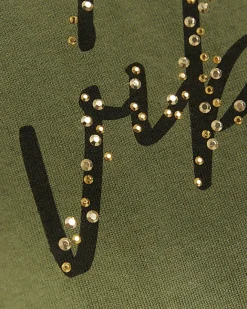 River Island Girls embellished crop t-shirt Khaki Outlet