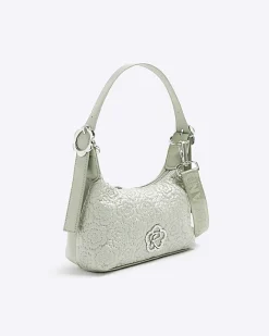 River Island Girls flower shoulder bag Khaki Outlet