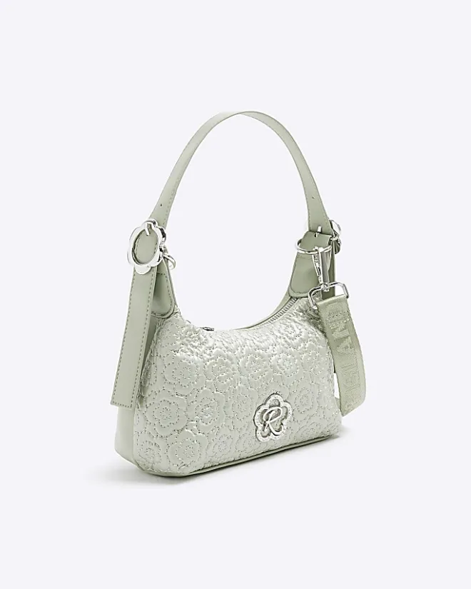River Island Girls flower shoulder bag Khaki Outlet