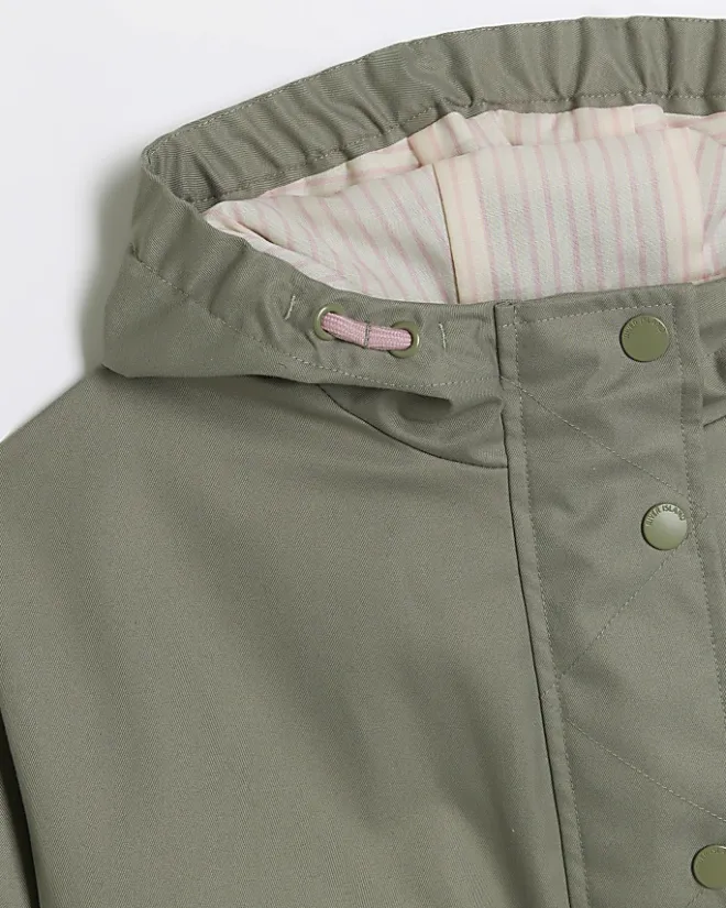 River Island Girls hooded parka jacket Khaki Outlet