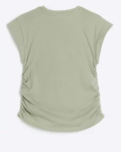 River Island Girls pearl embellished t-shirt Khaki Discount