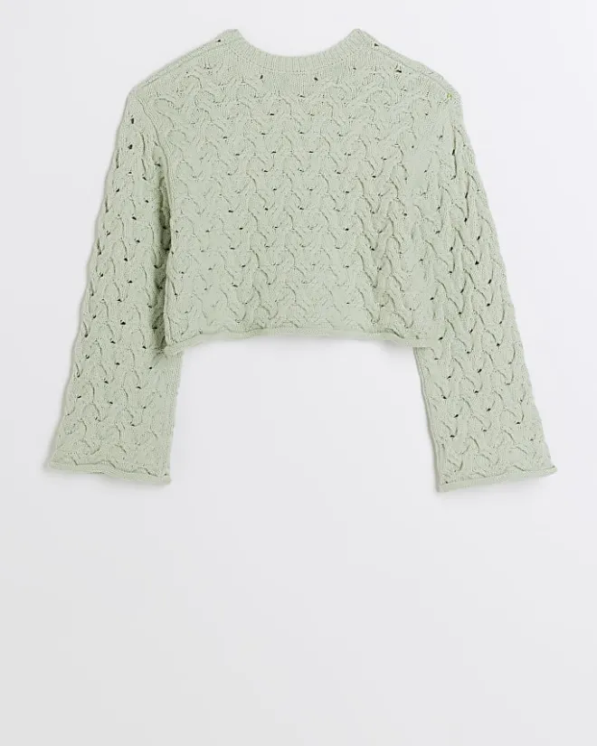 River Island Girls textured jumper Khaki Outlet