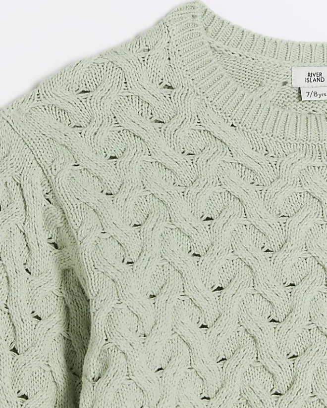 River Island Girls textured jumper Khaki Outlet