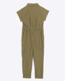 River Island Girls utility jumpsuit Khaki Fashion