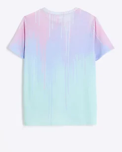 River Island Girls lilac Hype ombre glitter t-shirt Blue Clearance