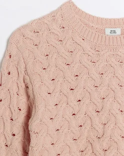 River Island Girls peach textured jumper Orange New